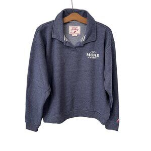 League 91 Moab Utah Collared Pullover Sweatshirt Womens Medium Heather Navy NEW